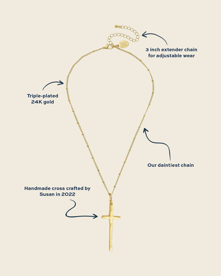 Dainty Elongated Cross Necklace - Something Splendid Co.
