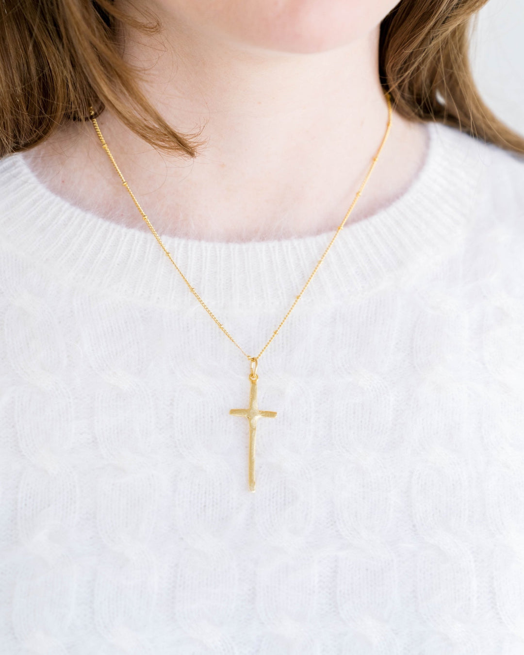 Dainty Elongated Cross Necklace - Something Splendid Co.