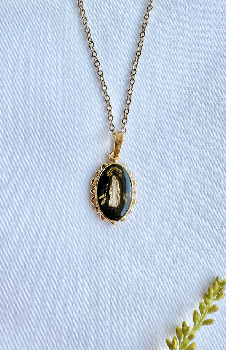 Dainty Miraculous Medal Necklace, Our Lady Through the Smoke - Something Splendid Co.