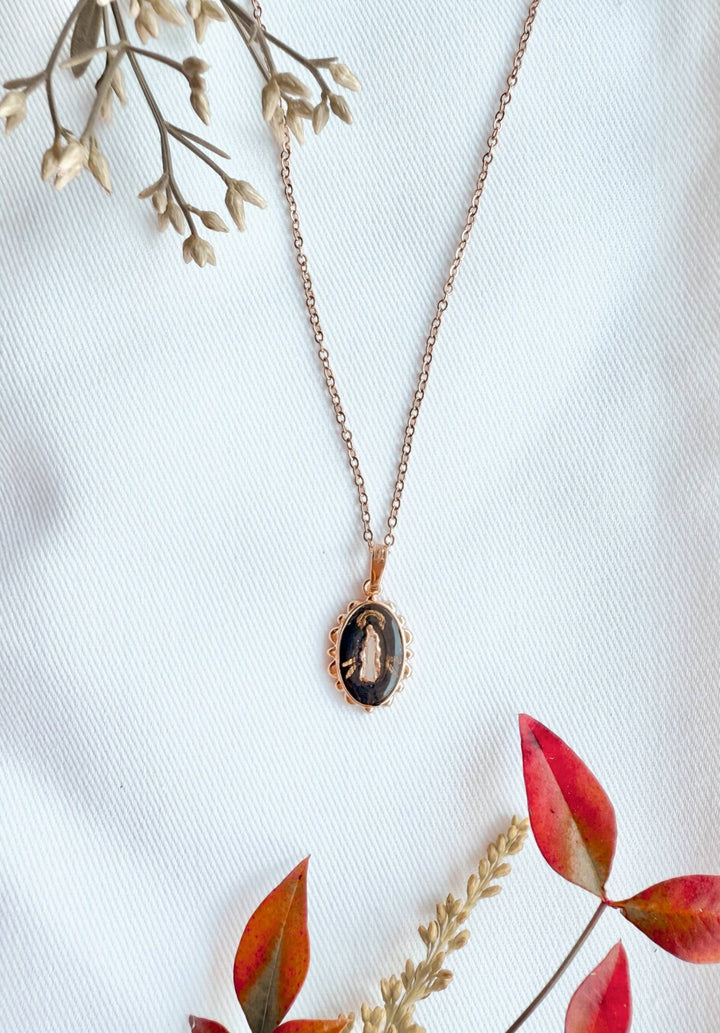 Dainty Miraculous Medal Necklace, Our Lady Through the Smoke - Something Splendid Co.