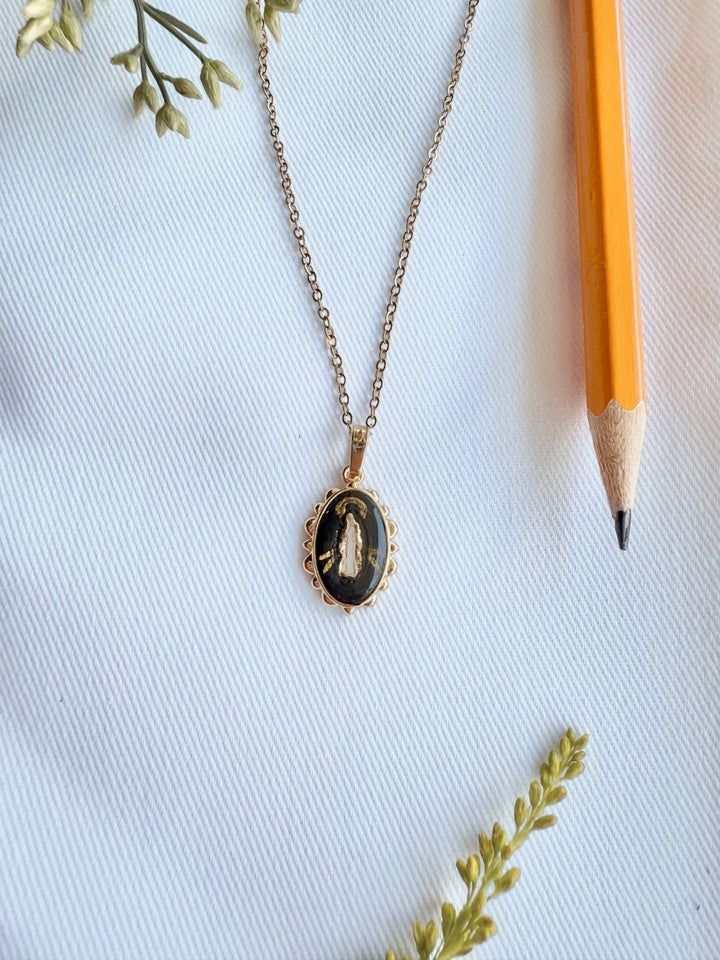 Dainty Miraculous Medal Necklace, Our Lady Through the Smoke - Something Splendid Co.