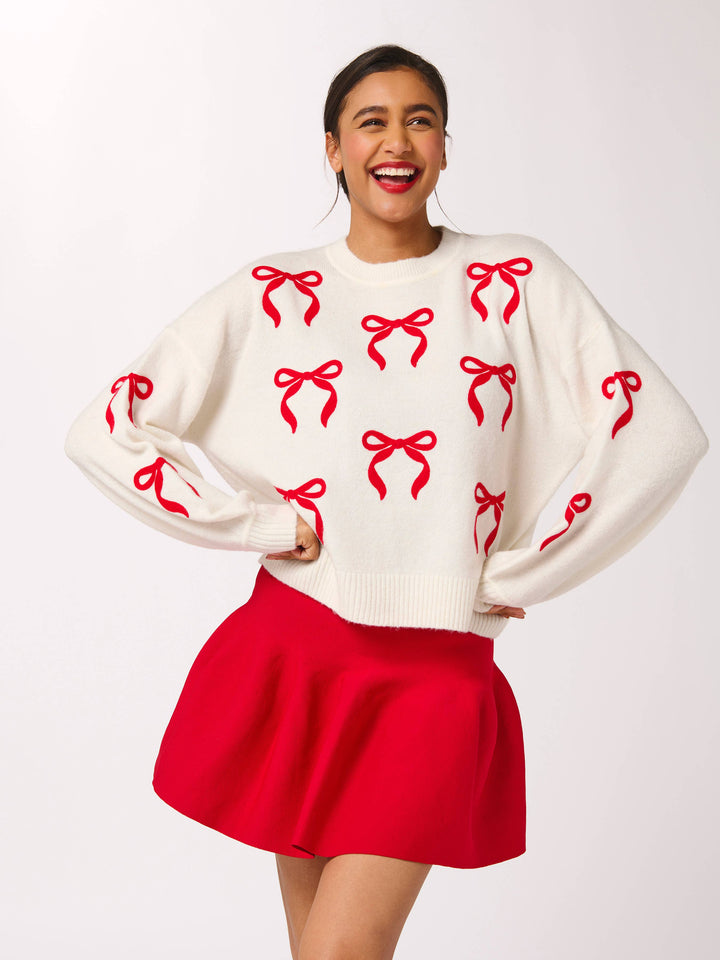 ASST/6 BOW SWEATERS,IVORY