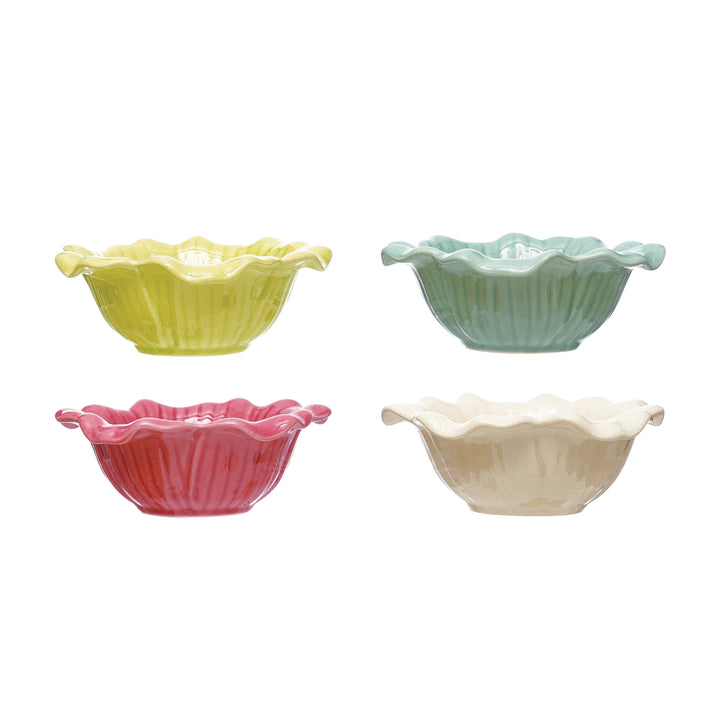 Debossed Stoneware Flower Bowl - 4 Colors - Something Splendid Co.