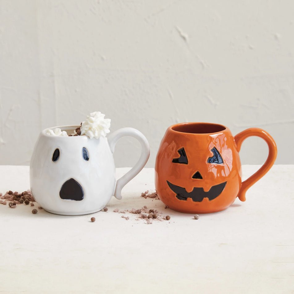 Debossed Stoneware Ghost Shaped Mug - Something Splendid Co.