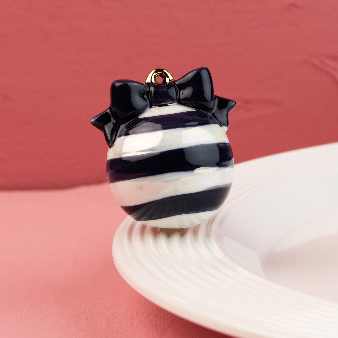 Deck the Halls (Blue) Mini by Nora Fleming — hand-painted ceramic blue-and-white Christmas ornament