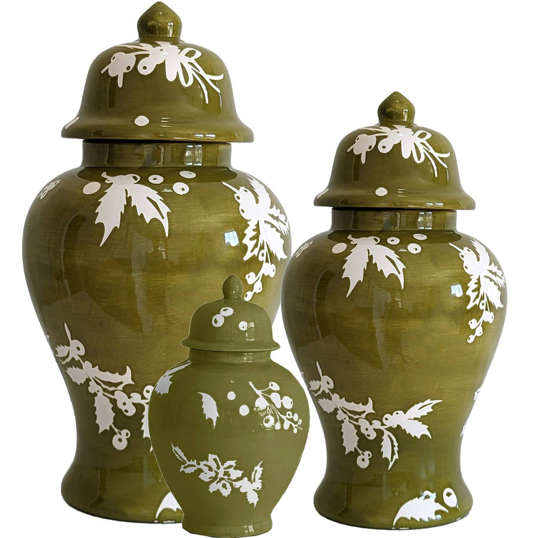 Deck the Halls Ginger Jars in Moss Green - Something Splendid Co.