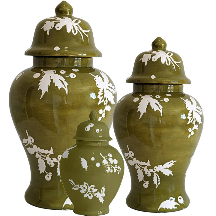Deck the Halls Ginger Jars in Moss Green - Something Splendid Co.