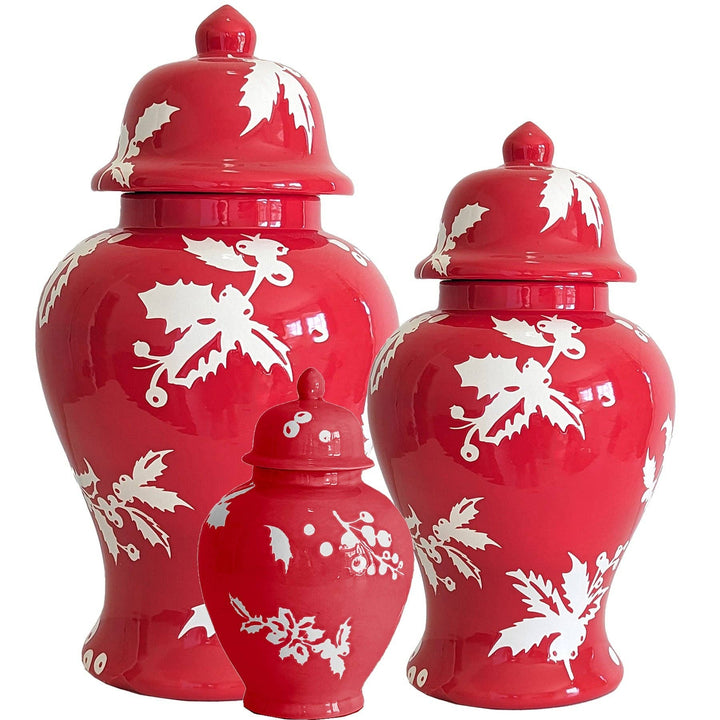 Deck the Halls Ginger Jars in Red: Large - Something Splendid Co.