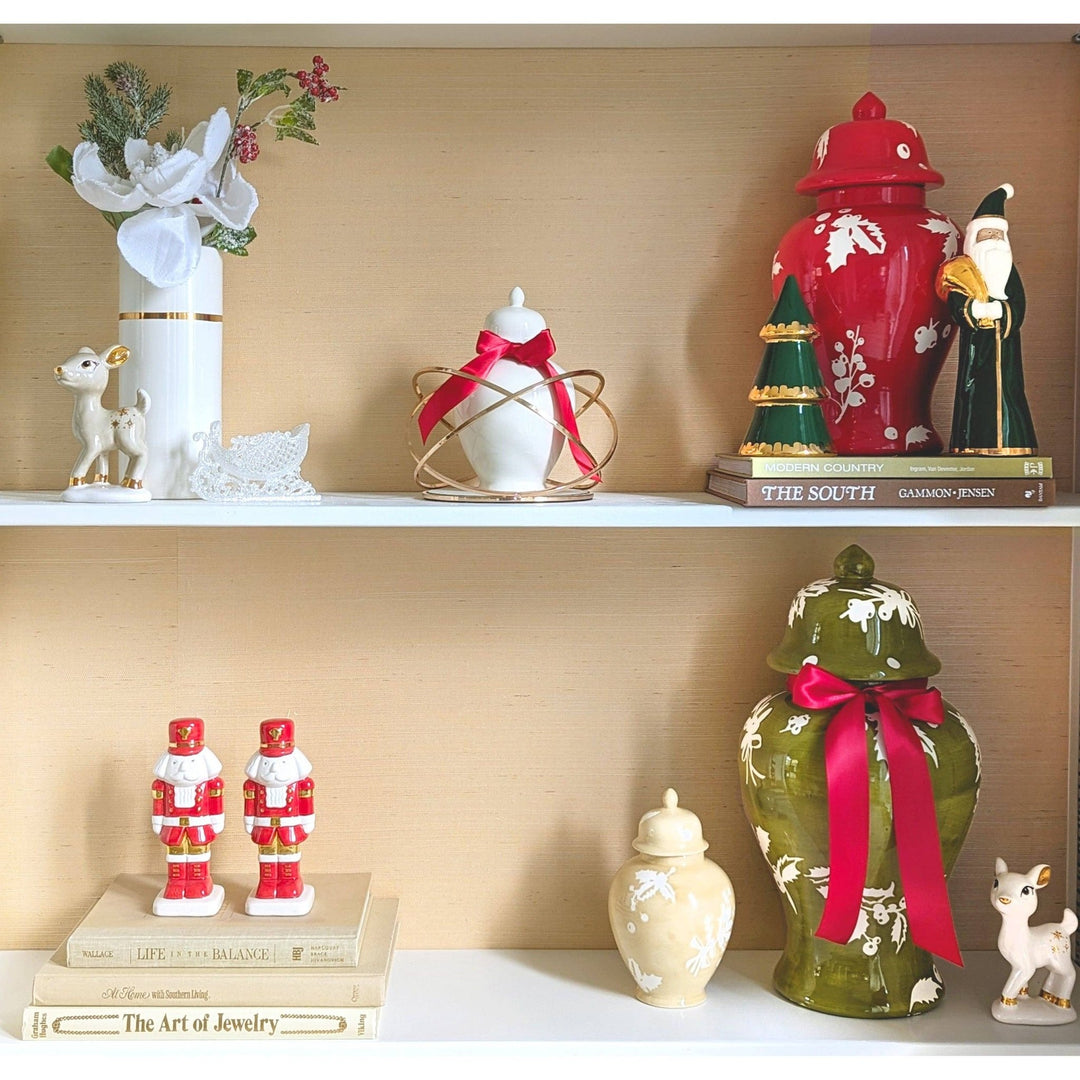 Deck the Halls Ginger Jars in Red: Large - Something Splendid Co.