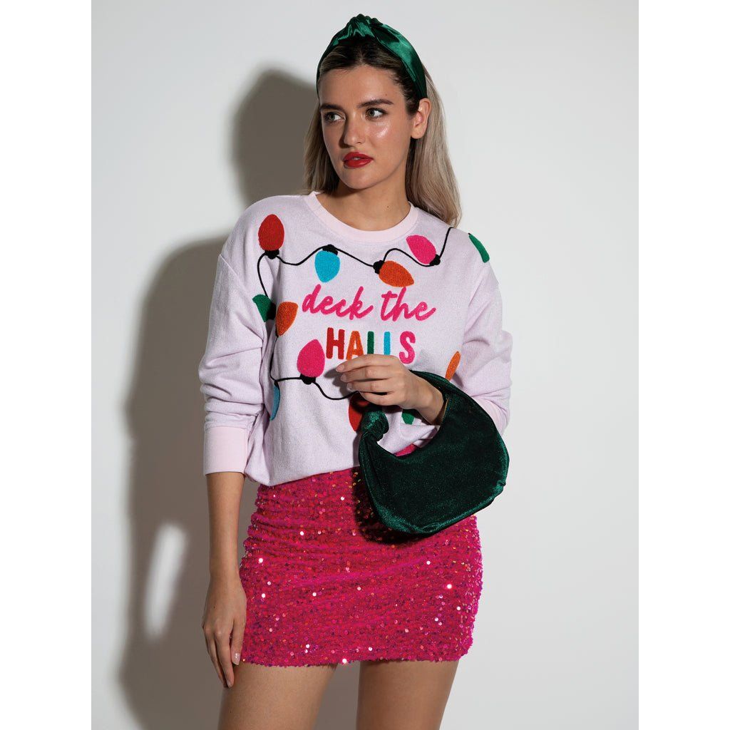 Deck the Halls Sweatshirt, Blush - Something Splendid Co.