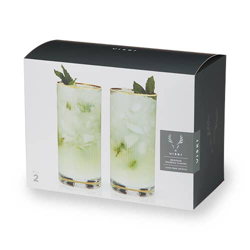 Deco Meridian Gold - Rimmed Crystal Highball Glasses - Set of 2 - Something Splendid Co.