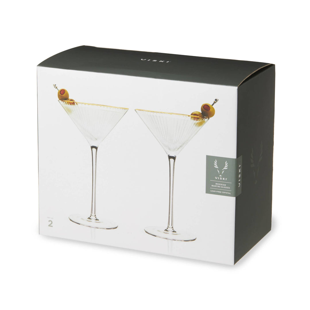 Deco Meridian Gold Rimmed Crystal Martini Glasses Set of 2 - Something Splendid Co.