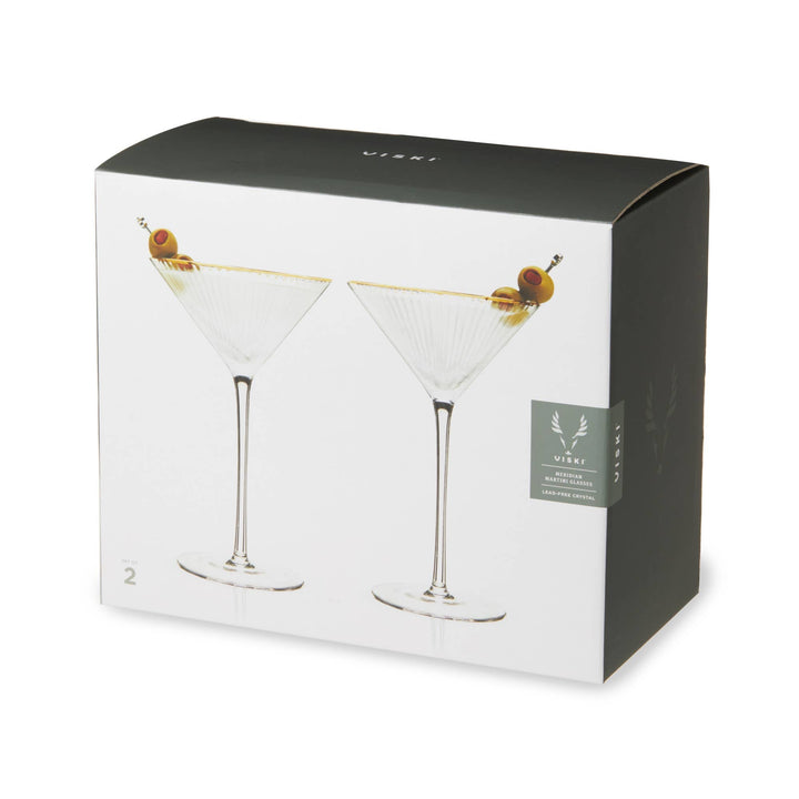 Deco Meridian Gold Rimmed Crystal Martini Glasses Set of 2 - Something Splendid Co.