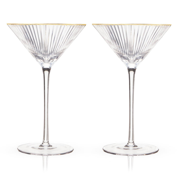 Deco Meridian Gold Rimmed Crystal Martini Glasses Set of 2 - Something Splendid Co.