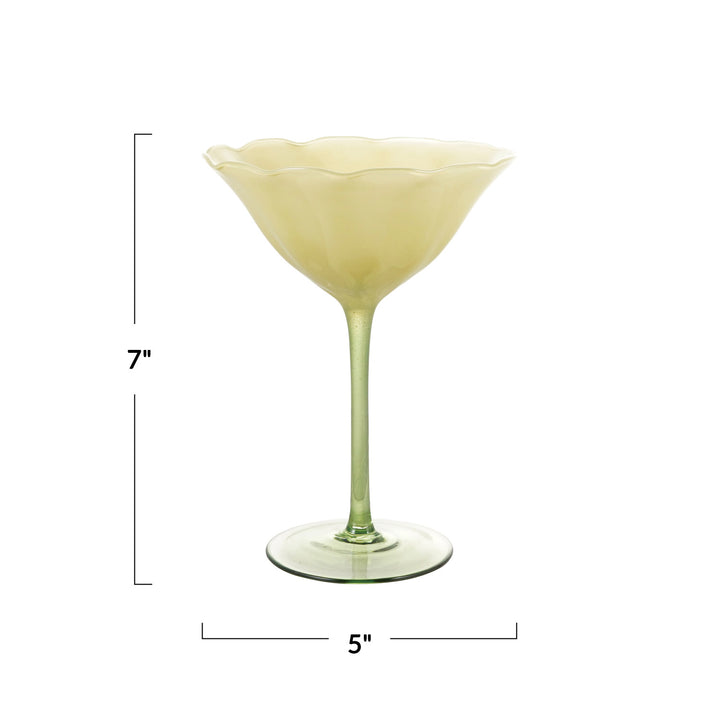 Flower shaped stemmed coupe glass, styled view