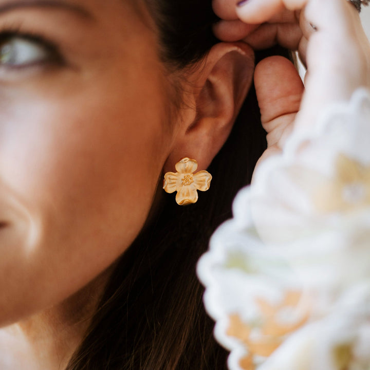Dogwood Flower Stud Earrings - Something Splendid Co.