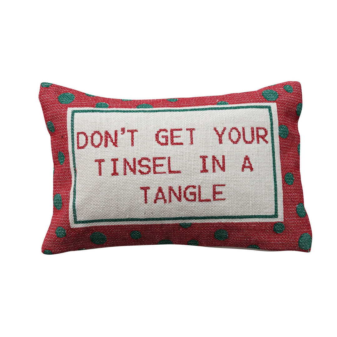 "Don't Get Your Tinsel in a Tangle" Lumbar Pillow - Something Splendid Co.