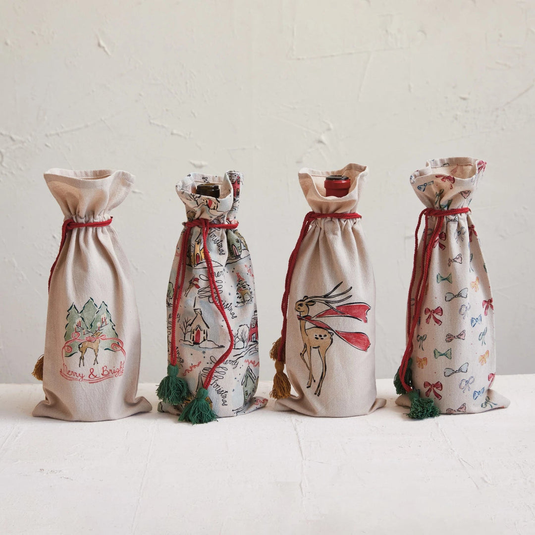 Drawstring Wine Bag w/ Tassels, 4 Styles - Something Splendid Co.