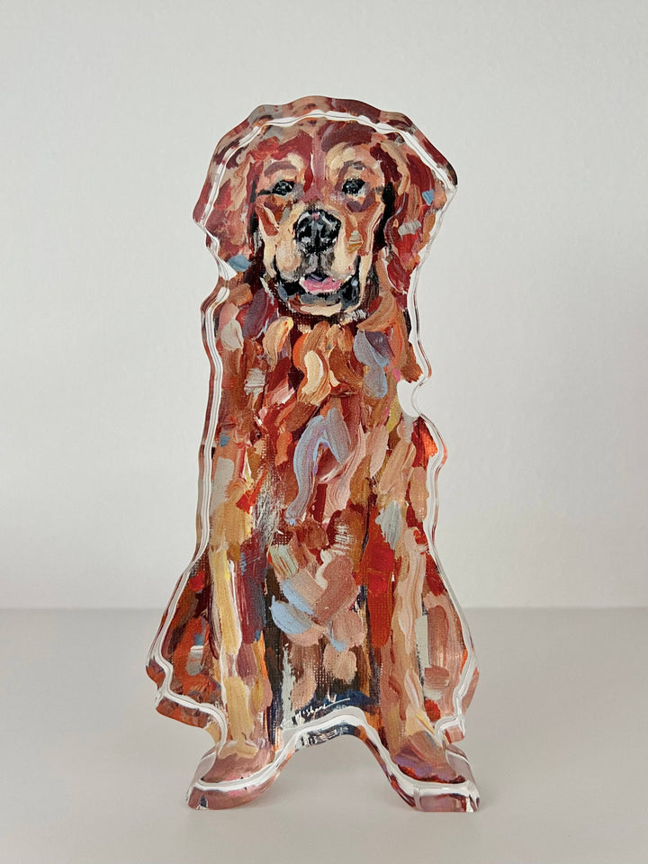 Mini Golden Retriever Red Acrylic Block