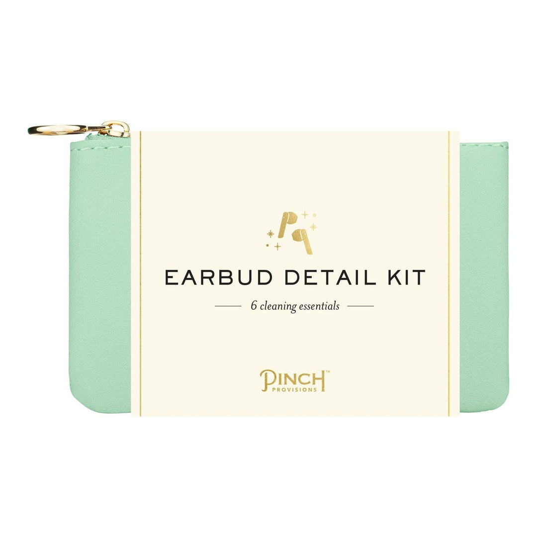 Earbud Detail Kit: Mint Vegan Leather Pouch - Something Splendid Co.