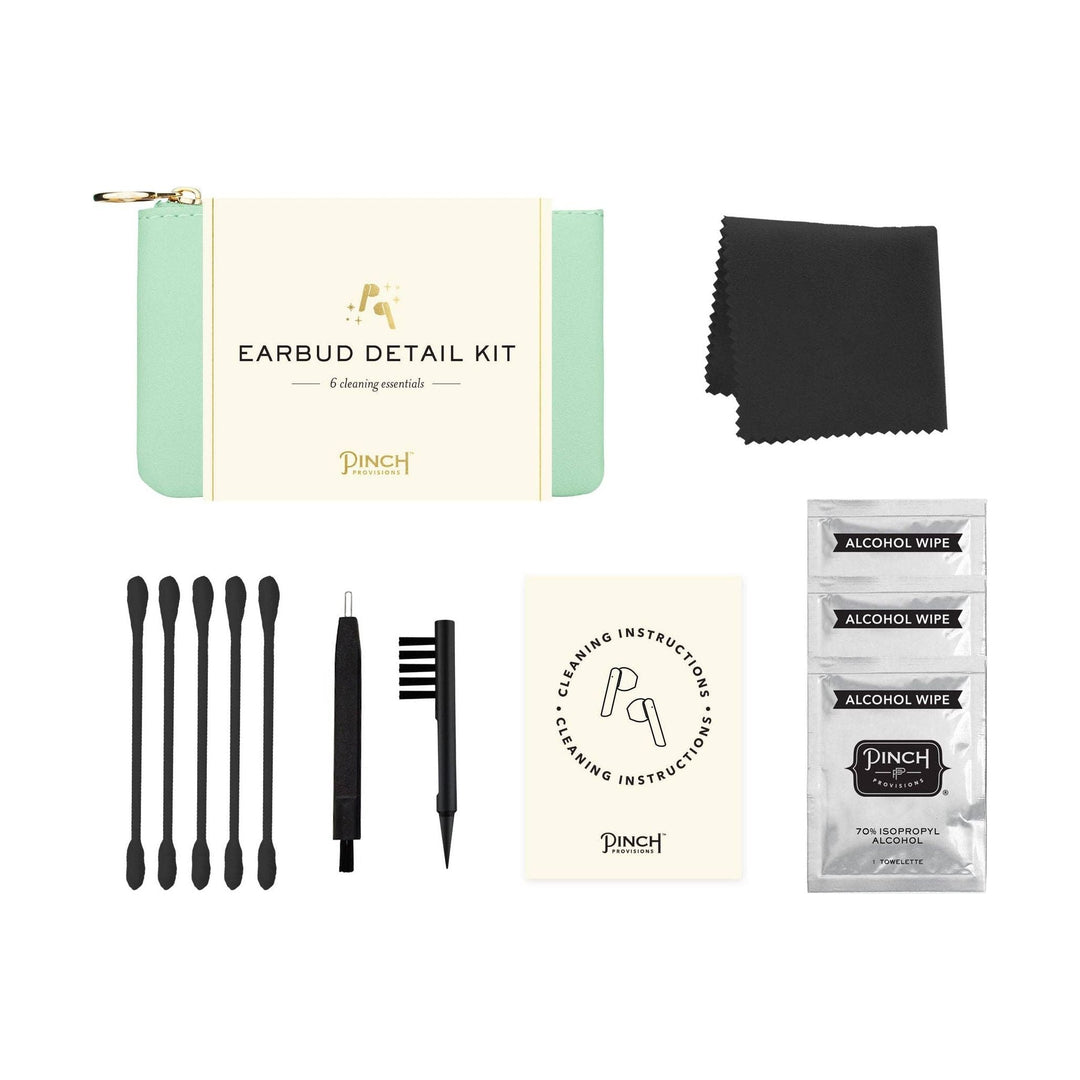 Earbud Detail Kit: Mint Vegan Leather Pouch - Something Splendid Co.