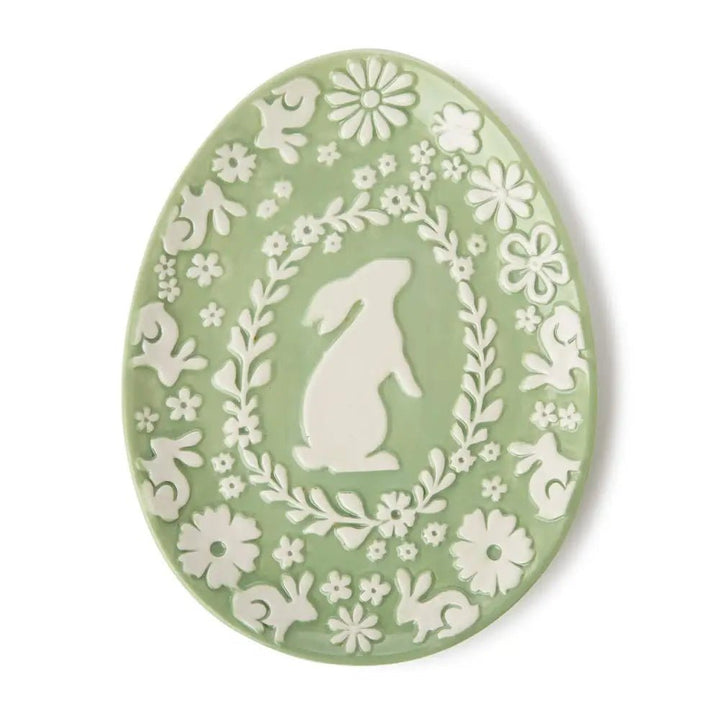 Easter Bunny Relief Pattern Egg Shape Plate - Something Splendid Co.