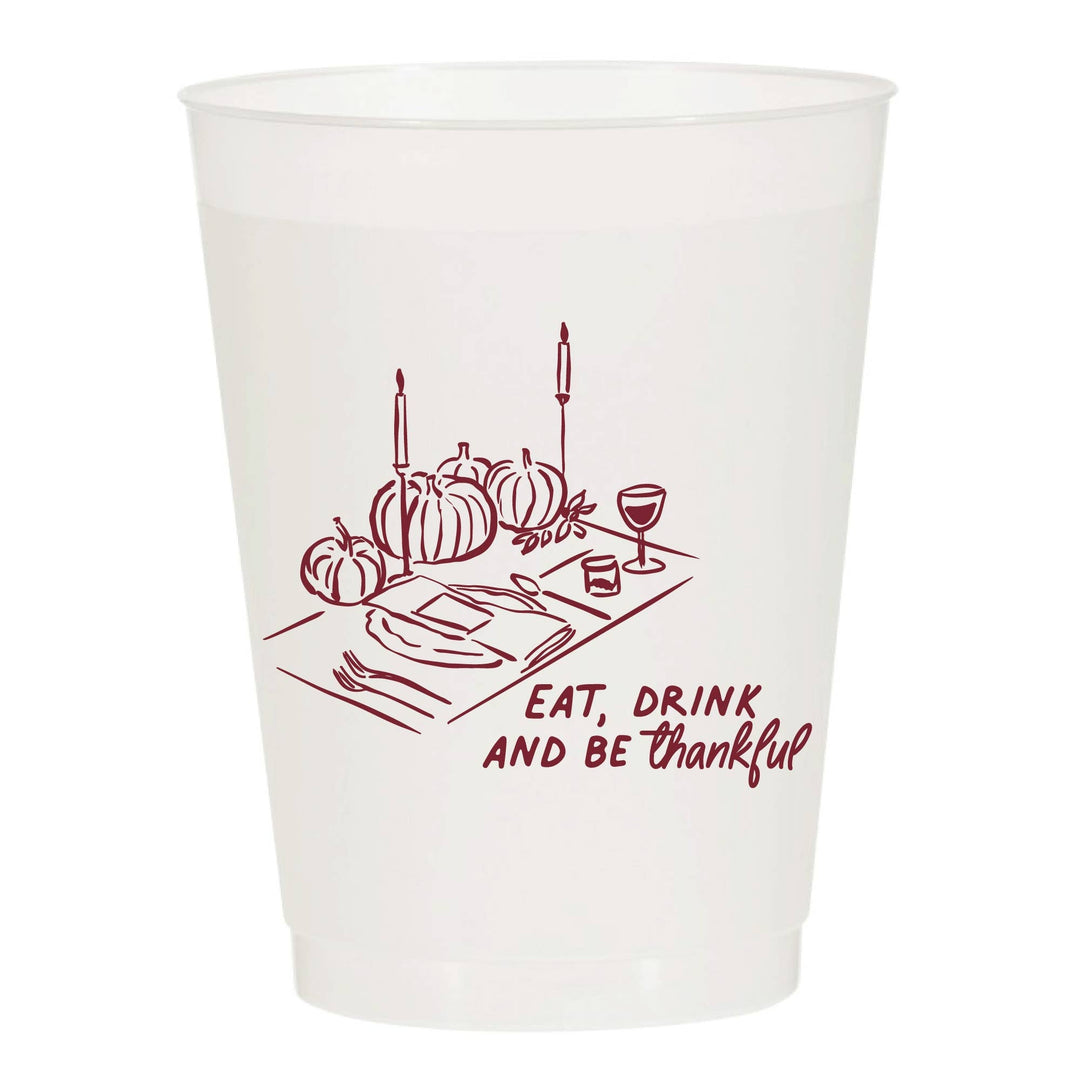 Eat Drink and Be Thankful Dinning Frosted Cups - Thanksgiving - Something Splendid Co.
