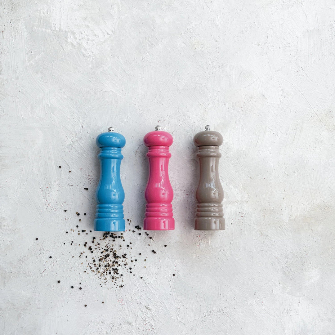 Enameled Rubberwood Salt/Pepper Mill - Pink - Something Splendid Co.