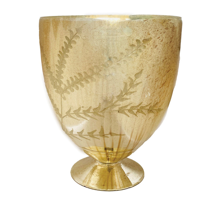 Etched Mercury Glass Footed Vase, Antique Silver Finish - Something Splendid Co.
