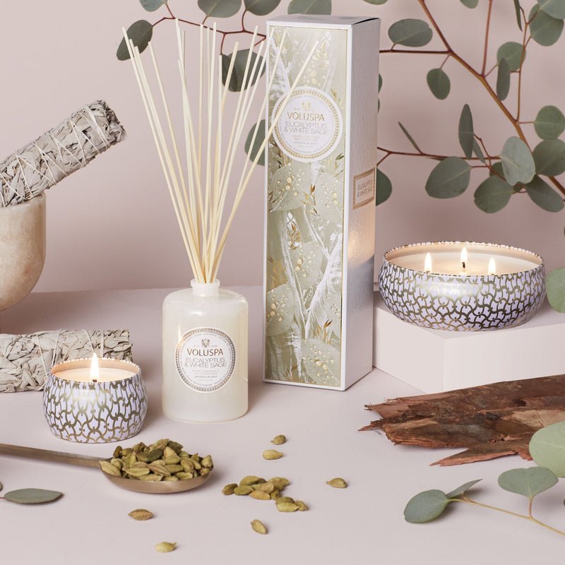 Eucalyptus & White Sage 3 Wick Tin Candle - Something Splendid Co.