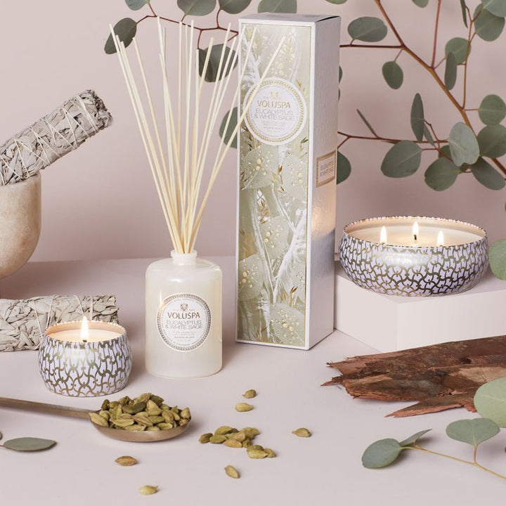 Eucalyptus & White Sage 3 Wick Tin Candle - Something Splendid Co.