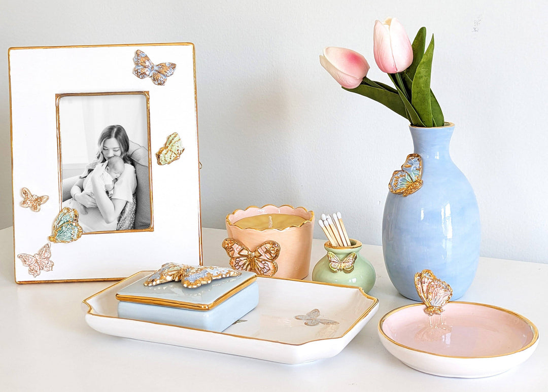 Gilded Butterflies Trays with 22K Gold Accent - Medium