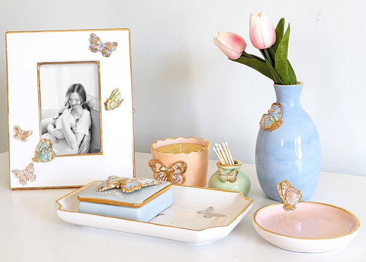 Gilded Butterflies Trays with 22K Gold Accent - Medium