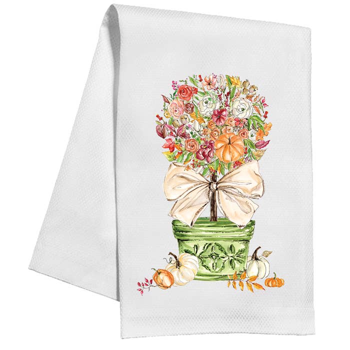 Fall Tea Towel - Autumn Topiary Kitchen Towel - Something Splendid Co.