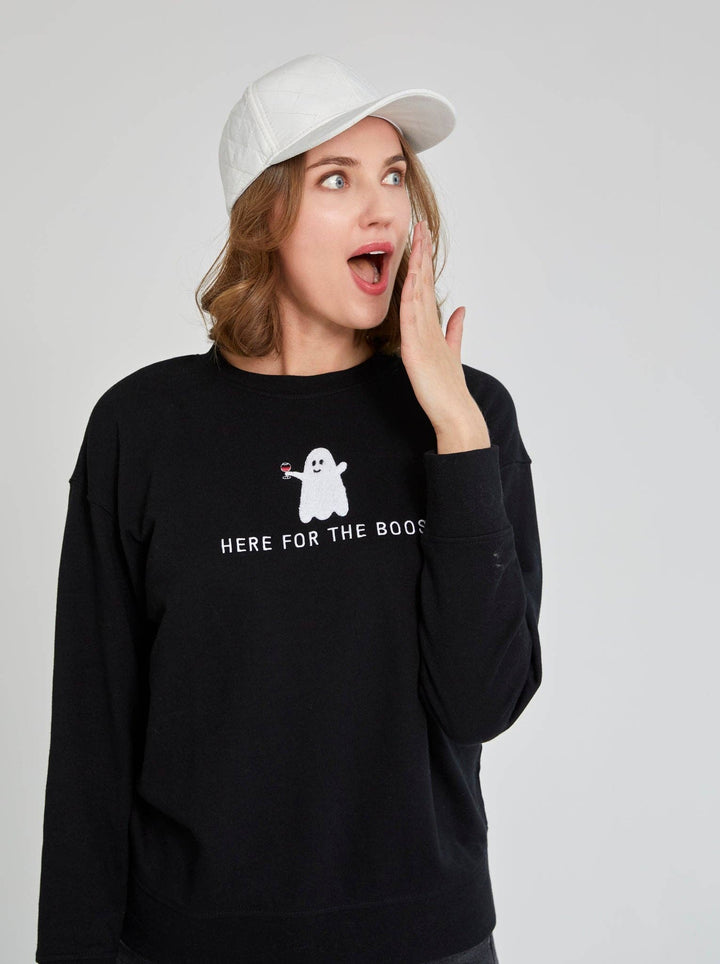 "HERE FOR THE BOOS" SWEATSHIRT, BLACK