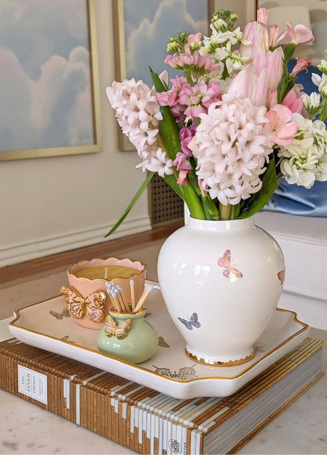 Gilded Butterflies Trays with 22K Gold Accent - Medium