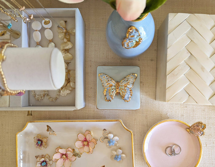 Gilded Butterflies Trays with 22K Gold Accent - Medium