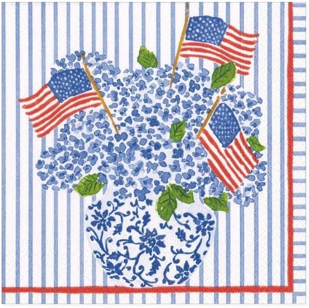 Flags and Hydrangeas Cocktail Napkins - Something Splendid Co.