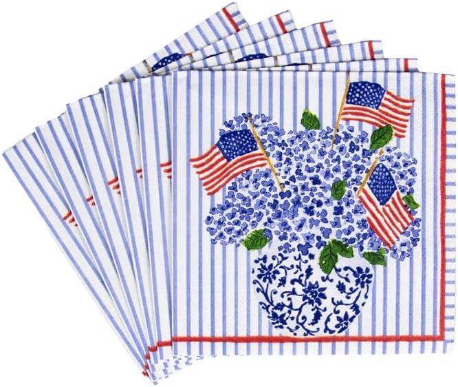 Flags and Hydrangeas Cocktail Napkins - Something Splendid Co.
