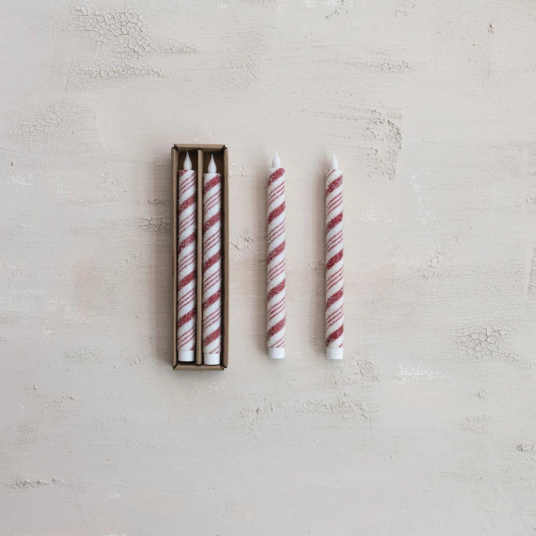 Flameless LED Candy Cane Taper Candles, Set of 2 - Something Splendid Co.