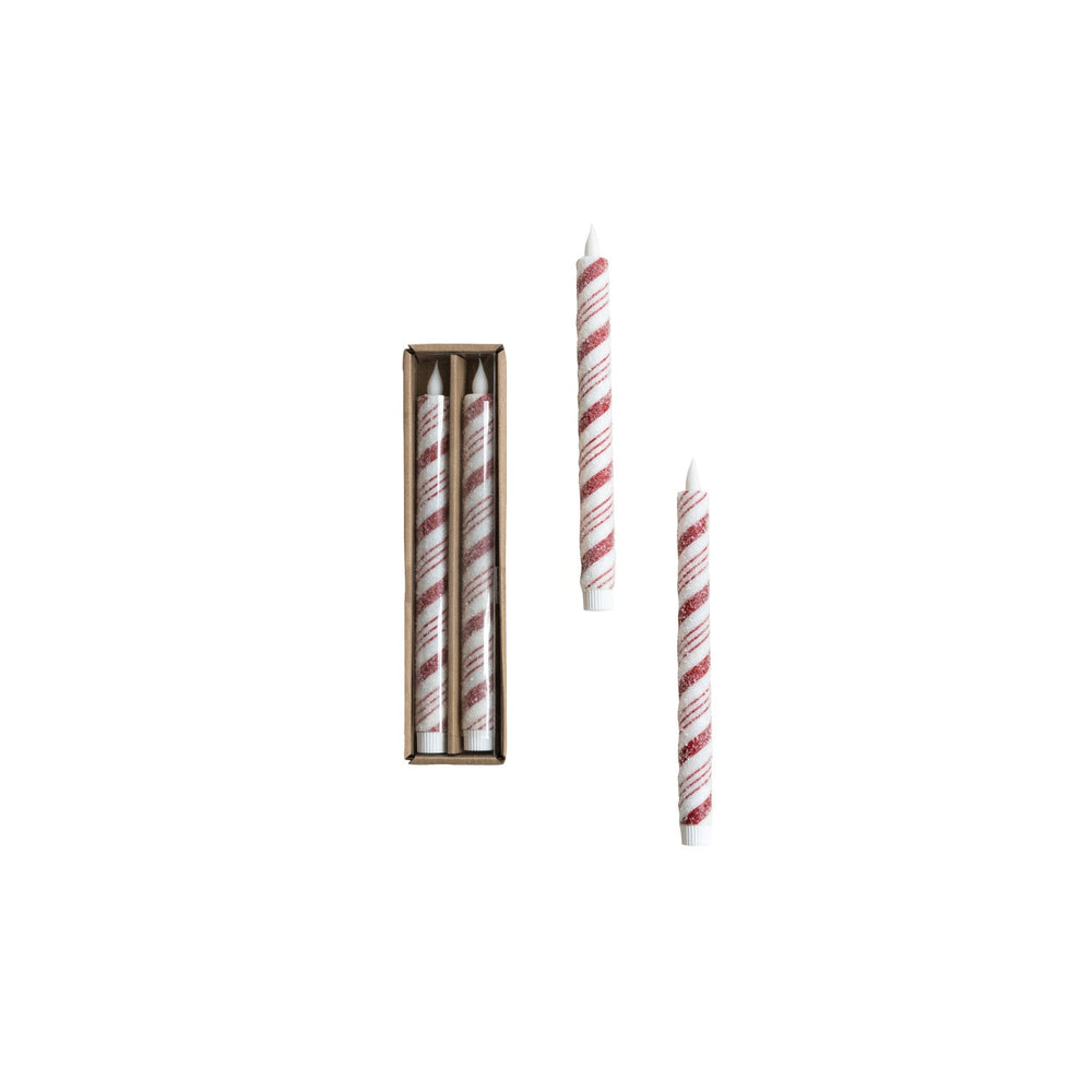 Flameless LED Candy Cane Taper Candles, Set of 2 - Something Splendid Co.