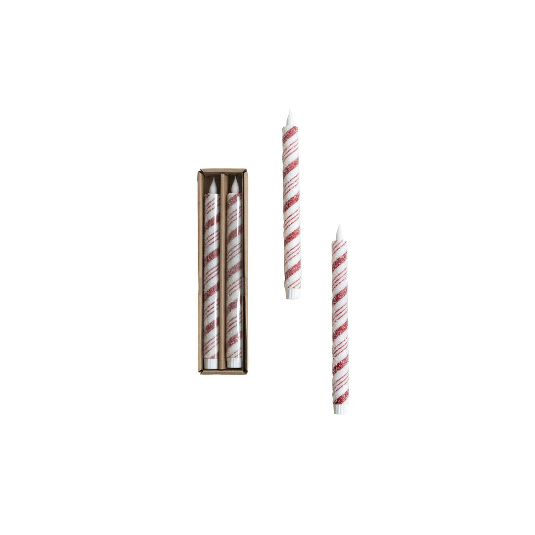 Flameless LED Candy Cane Taper Candles, Set of 2 - Something Splendid Co.