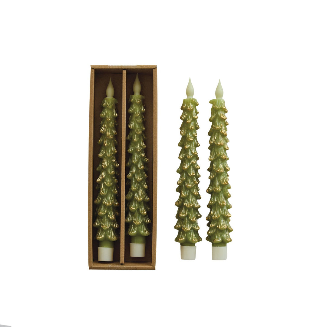 Flameless LED Tree Taper Candles with Timer, Set of 2 - Something Splendid Co.