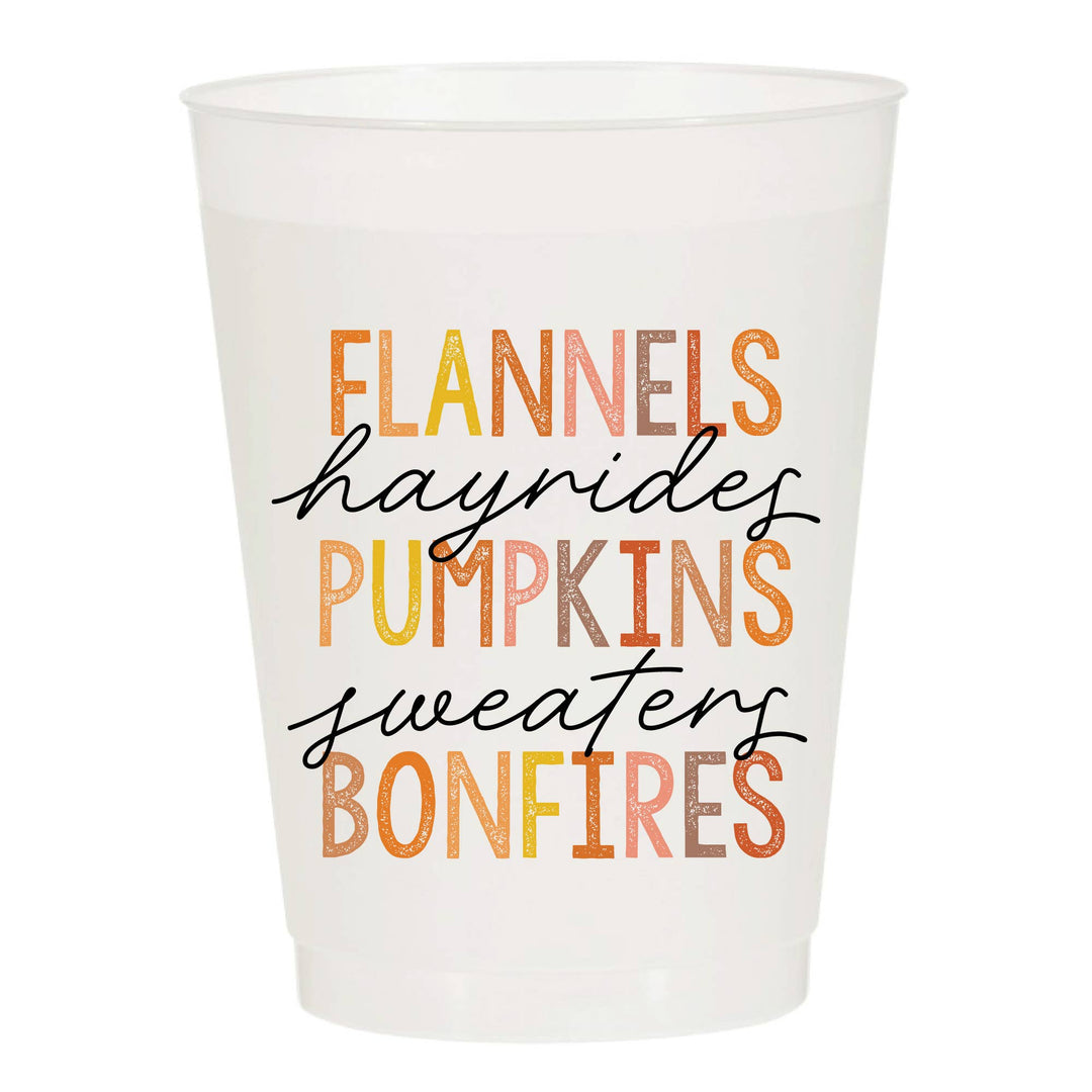 Flannels Hayrides Pumpkins Frosted Cups - Thanksgiving: Pack of 6 - Something Splendid Co.