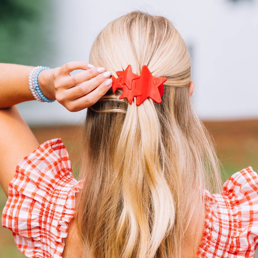 Flat Hair Clip | Medium | Red Shooting Star - Something Splendid Co.