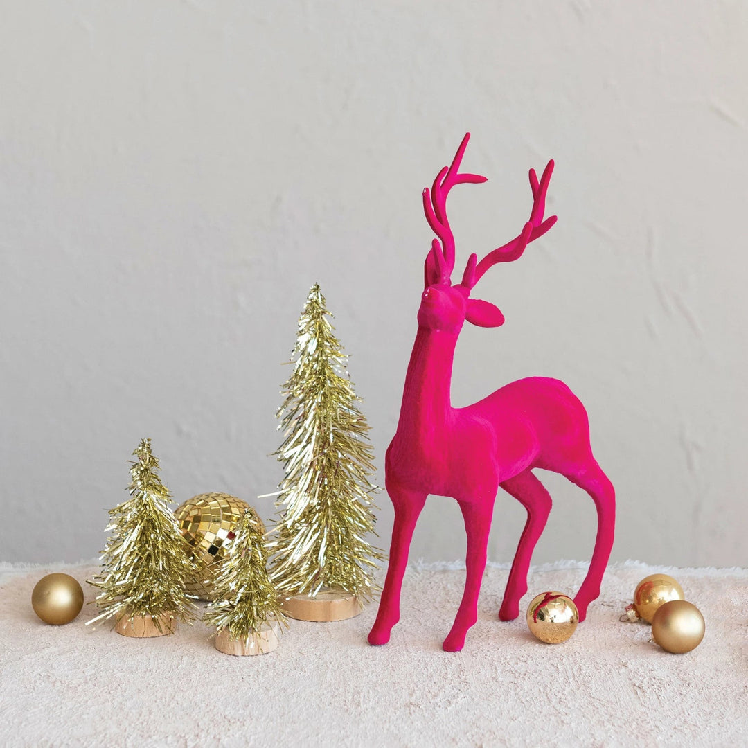 Flocked Plastic Standing Reindeer - Something Splendid Co.