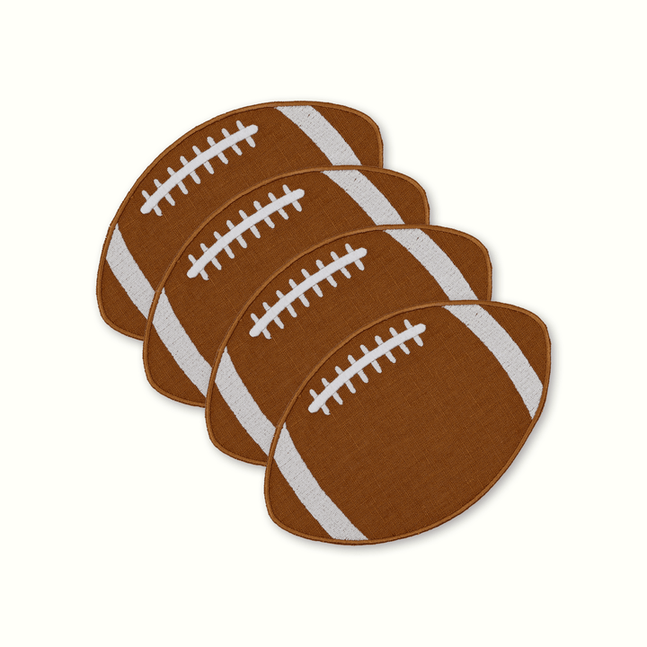 Football Linen Cocktail Napkins - Set of 4 - Something Splendid Co.