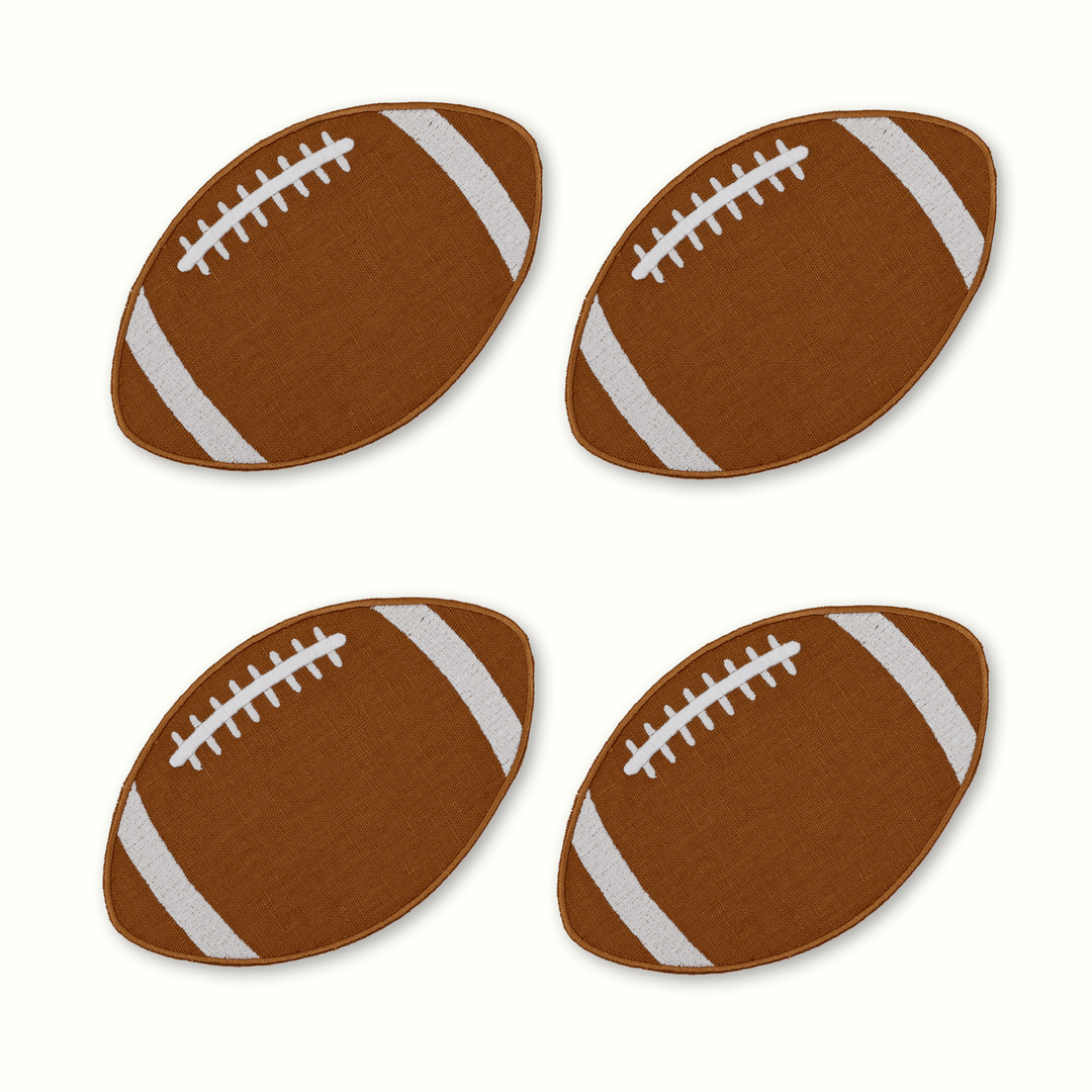 Football Linen Cocktail Napkins - Set of 4 - Something Splendid Co.