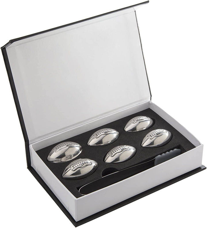 Football Shaped Stainless Steel Whiskey Stones Set of 6 - Something Splendid Co.