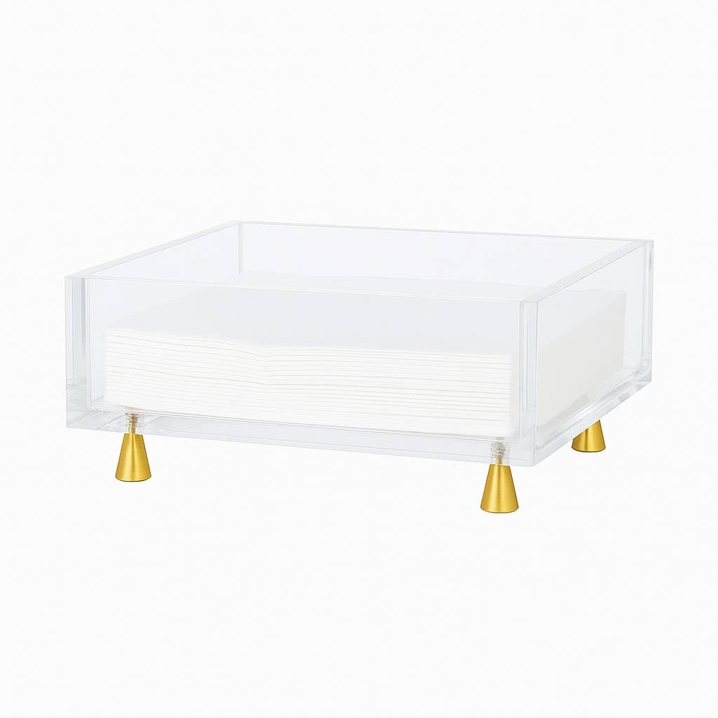 Footed Napkin Holder, Gold - Lunch/Dinner - Something Splendid Co.